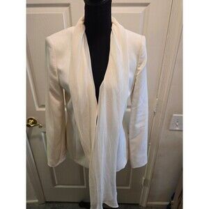 Zara Ivory Draped Blazer Womens Large Tie Front Waterfall Jacket NWT